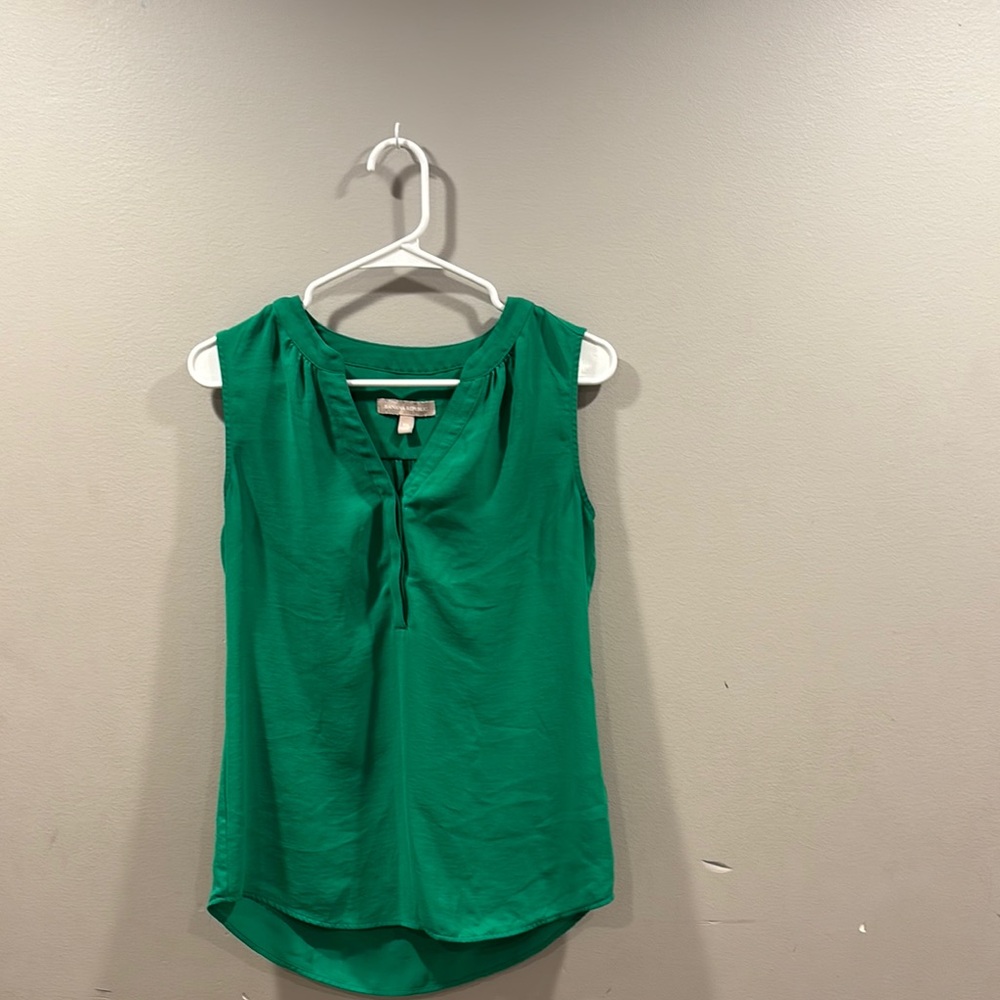 Banana Republic Green Ruched Sleeveless Blouse